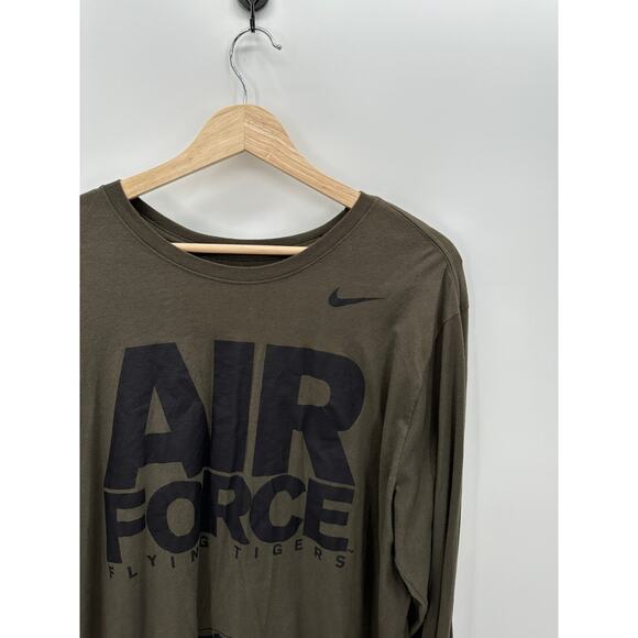 Nike Olive Army Green Air Force Flying Tigers Graphic T-Shirt Long Sleeve  XXL - Picture 4 of 7